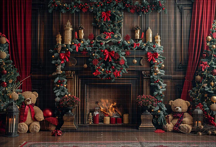 Mehofond التصوير خلفية الشتاء عيد الميلاد الموقد نافذة أشجار عيد الميلاد الاطفال الأسرة صورة ديكور خلفية استوديو الصور