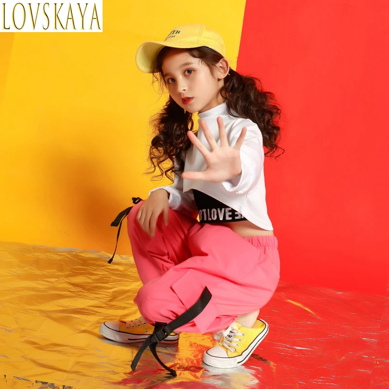 Children's short sports shirts, casual pants, hip-hop costumes, music concerts, jazz dance girl costumes