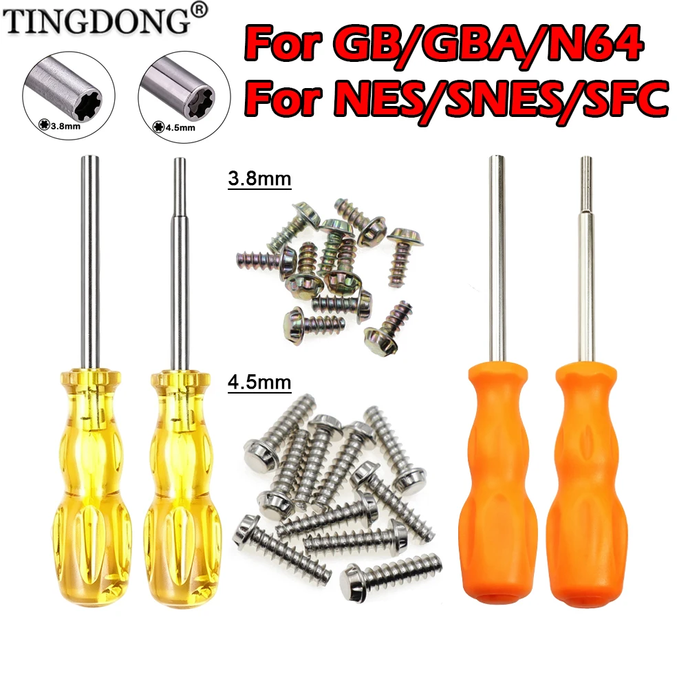1 Set 3,8mm 4,5mm Sicherheitsschraubendreher Reparaturwerkzeug für N64 NES SNES SEGA SFC für GB GBA Spielmodul-Schrauben-Kit