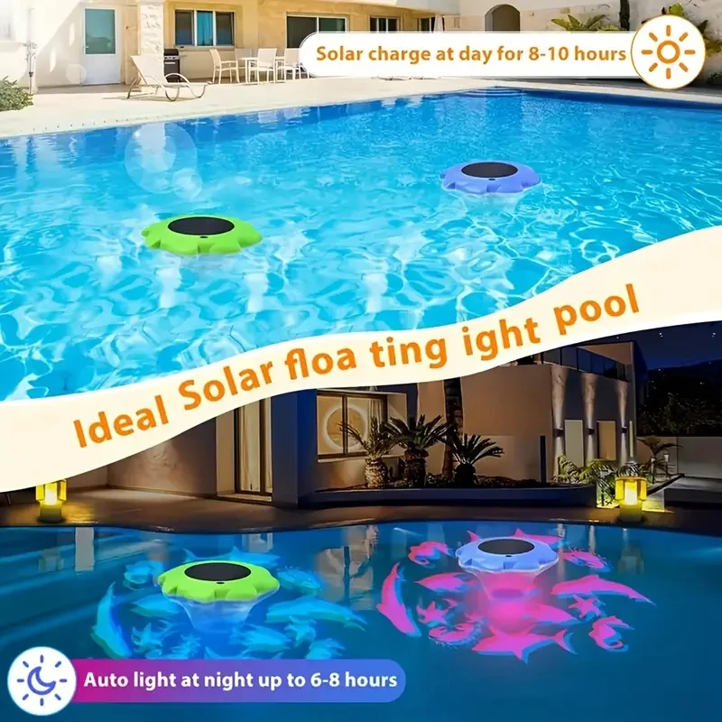 Solar Pool Light Outdoor Waterproof LED Floating Pool Light With Automatic Color Solar Lamps for Bathrooms Swimming Pools Ponds