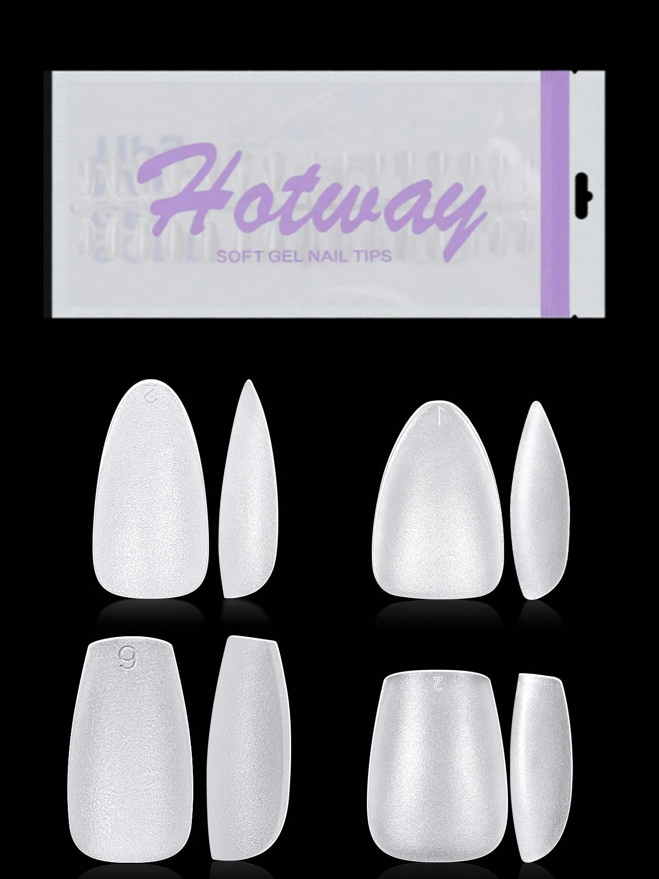 HOTWAY 120 pieces combination full set of false nails, medium short almond and trapezoid, 15 # matte acrylic nail tip, suitable