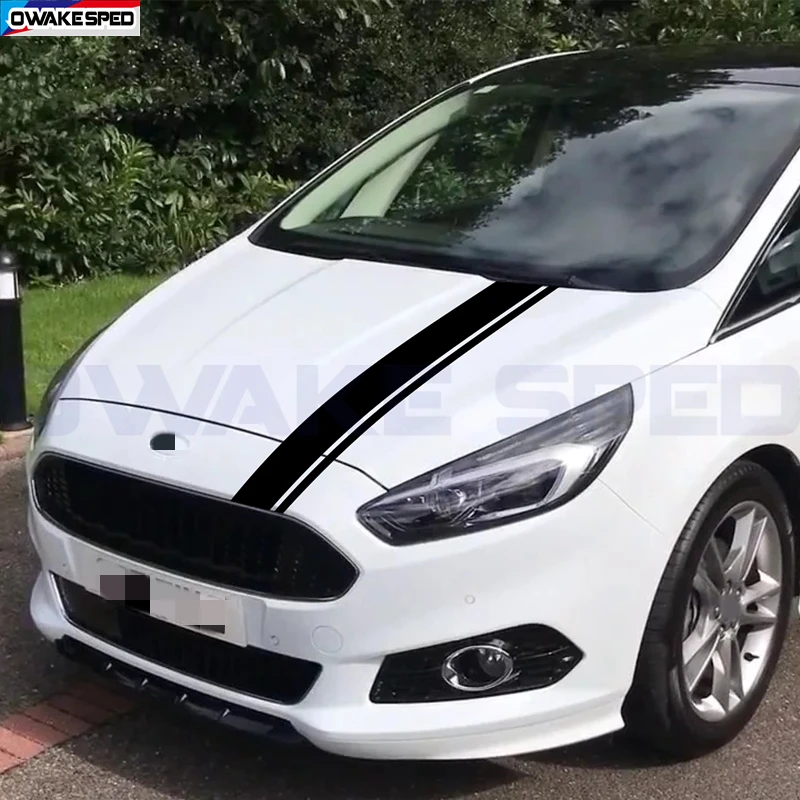 Car Hood Bonnet Sticker For Ford S-MAX Customized Accessories Racing Sport Stripes Auto Engine Cover Decor Vinyl Decals