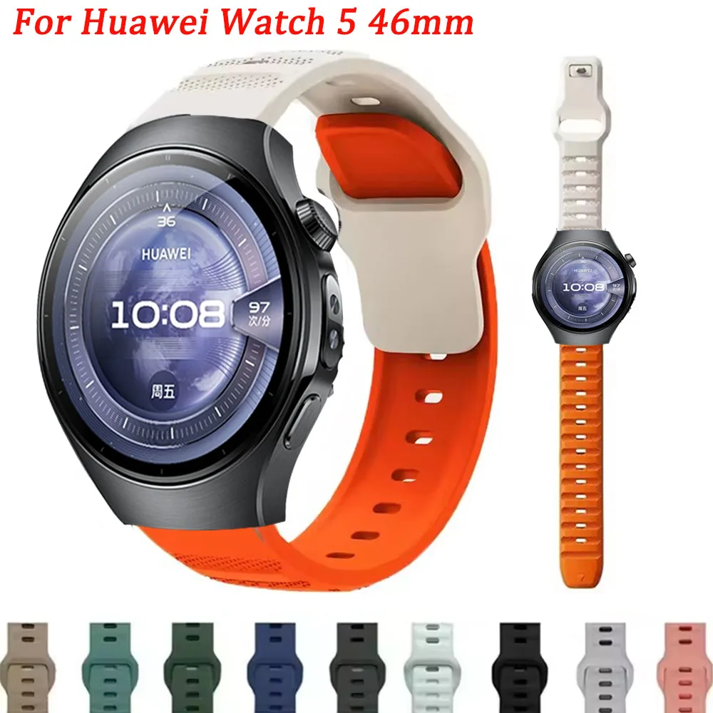 22mm Silicone Bracelet For Huawei Watch 5/GT5 Pro 4 3 2 46mm Breathable Wrist Belt For Honor Watch GS 4/GS 3/GS 3i/GS Pro Correa