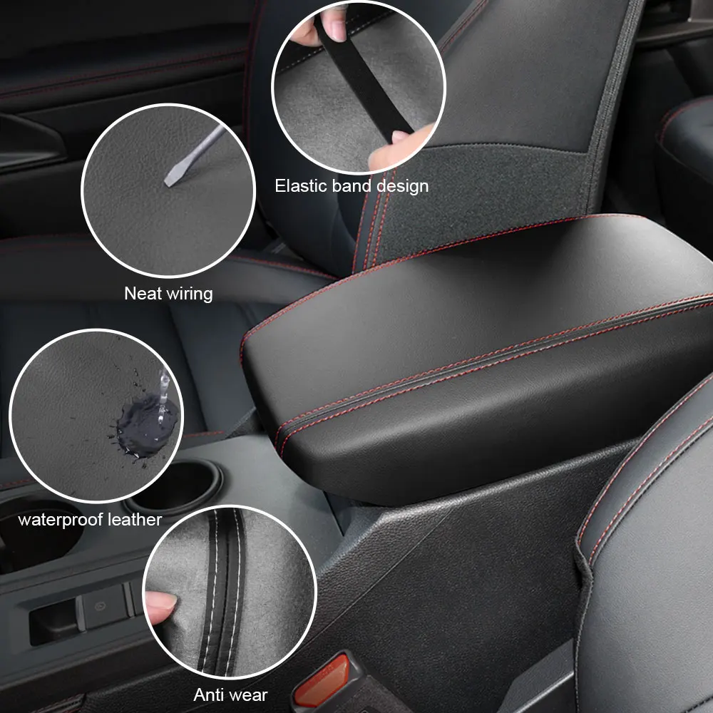 Leather Armrest Cover Cushion Arm Rest Cover for Ford Ranger 2024 2023 Center Console Cover Armrest Box Protective Accessories