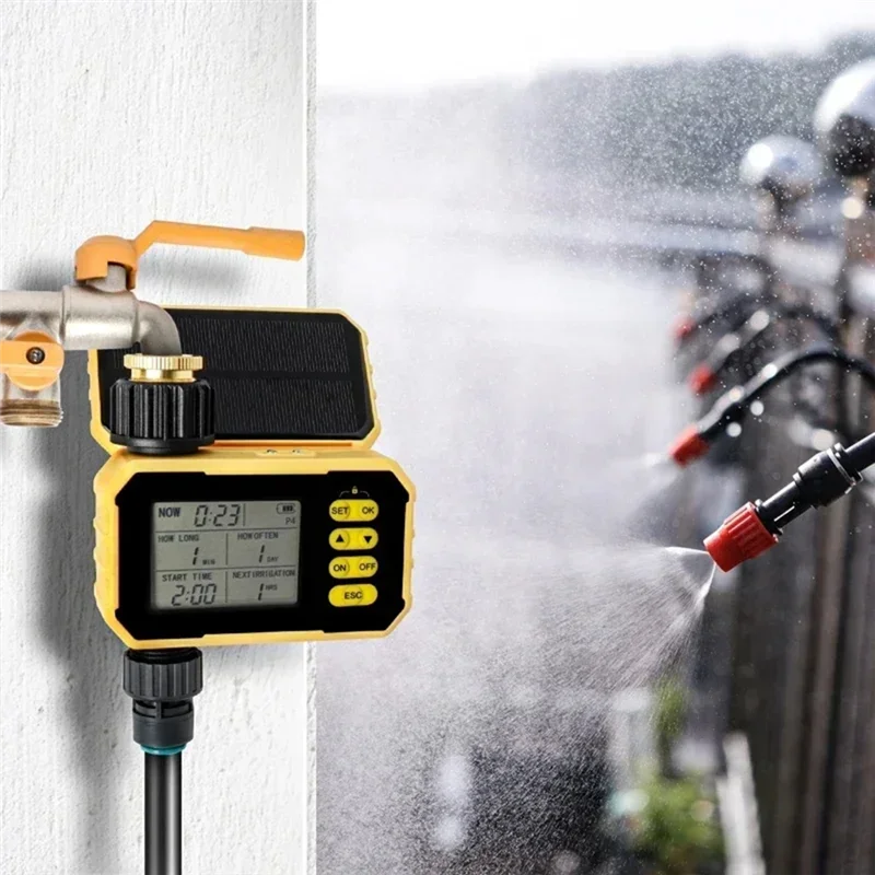 ABJN-Solar Powered Intelligent Irrigation Watering Timer Automatic Lawn Plant Garden Controller Auto Water Saving System