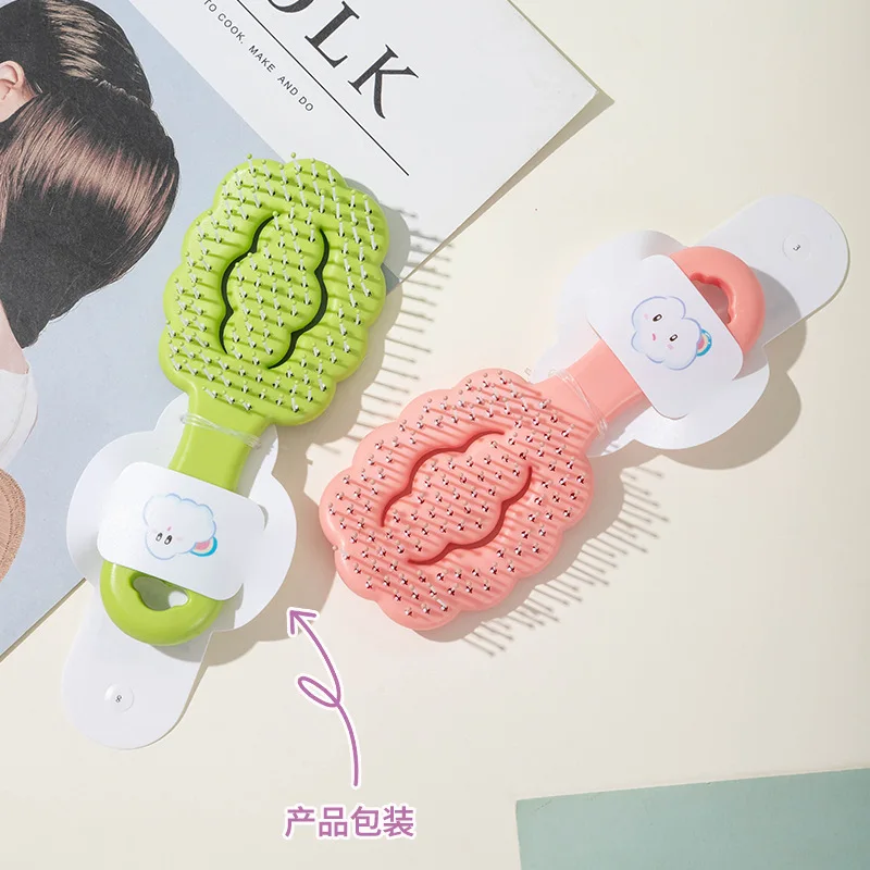 1 Piece Mini Portable Hair Brush for Girl Candy Color Cartoon Massage Smooth Hair Comb Cloud Shape Rib Comb Styling Hair Comb