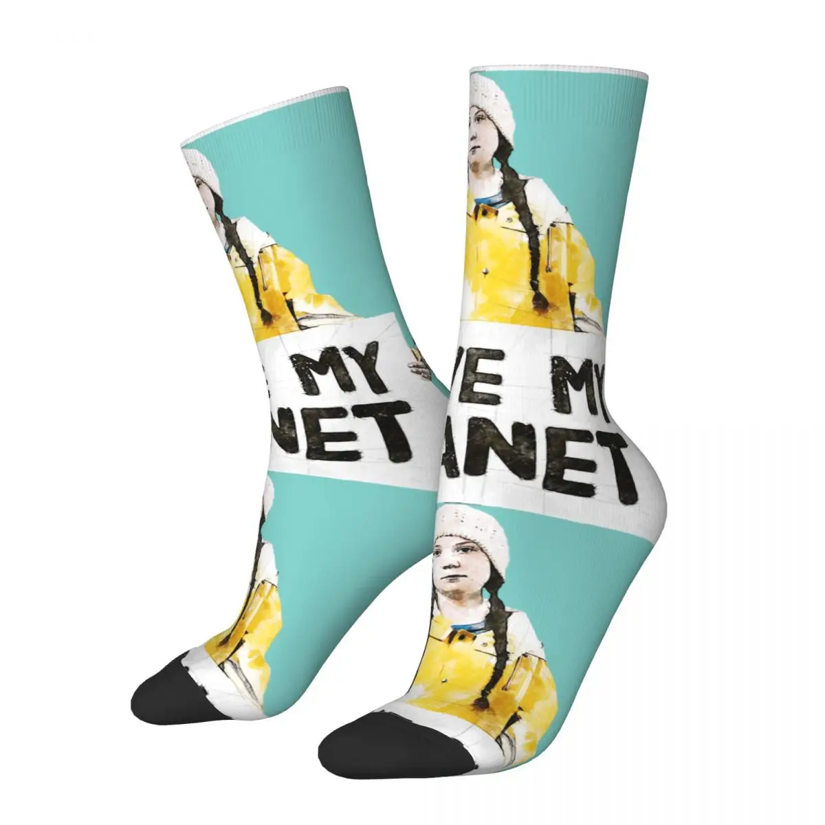 Hip Hop Save MY Planet Crazy Men's compression Socks Unisex Greta Thunberg Swedish Environment-friendly Girl Printed Crew Sock