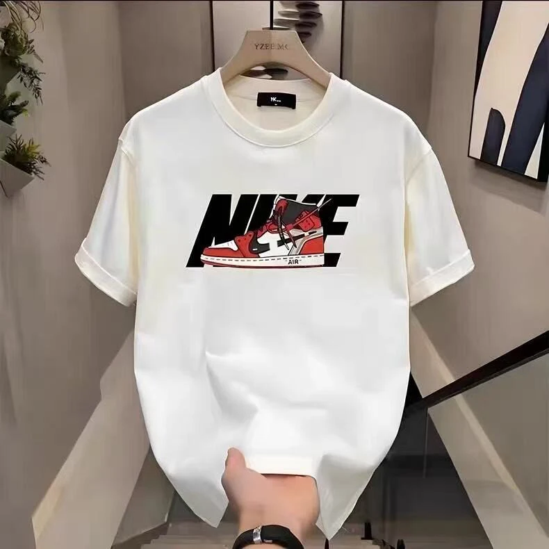 Camisetas de Verano 2026, Estilo Americano, de Algodón Grueso Estampado, para Hombre y Mujer, Manga Corta, Tejido Transpirable que Absorbe el Sudor, Estilo Y2K