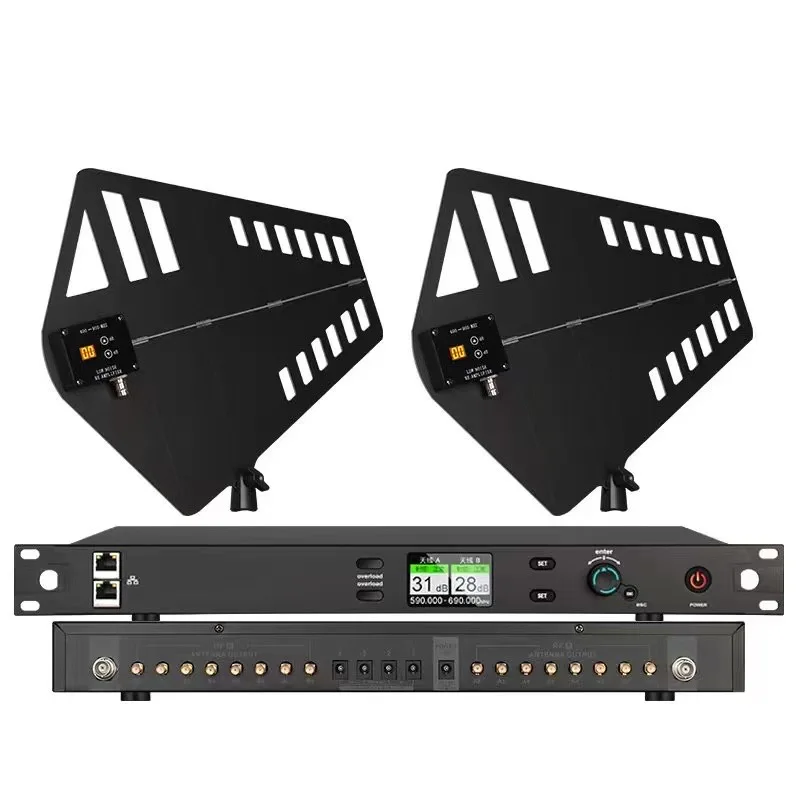 XTUGA TF-2016 16 قناة UHF هوائي نظام توزيع الطاقة 400-950 ميجا هرتز مكبر للصوت اللاسلكية RF إشارة هوائي معدني