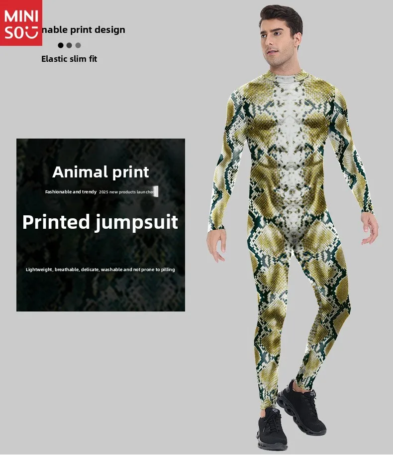 Miniso Halloween nouveau Cos Animal serpent 3D impression numérique Onesie scène Performance costume