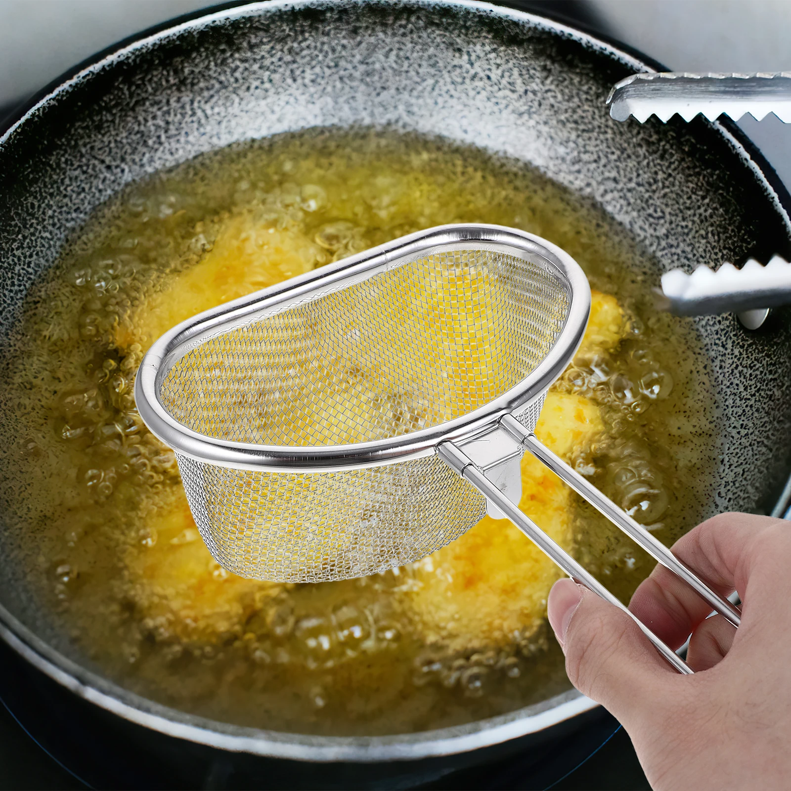 

Stainless Steel Hot Pot Colander Mesh Noodle Strainer Large Capacity Kitchen Tool Food Scoop Pasta Strainer Handle Home