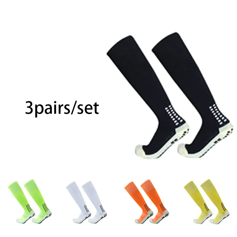 3 pairs of new long non slip football socks for men's outdoor sports grip football socks 38-44 calcetines hombre