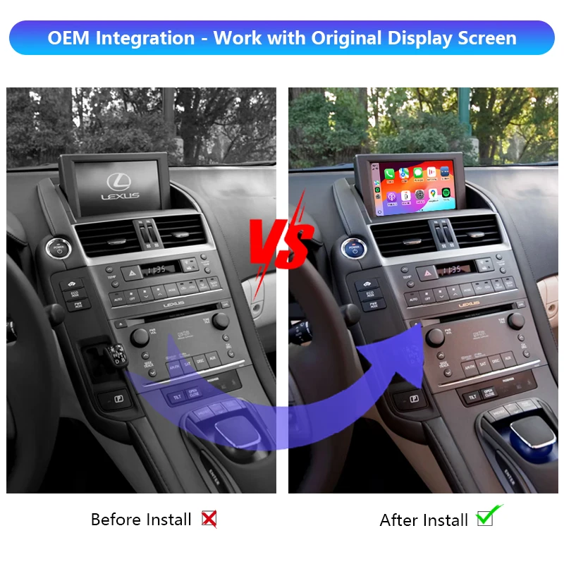HS250h Screen Upgrade Carplay Module HS250h 2010 Wireless Carplay Android Auto Box