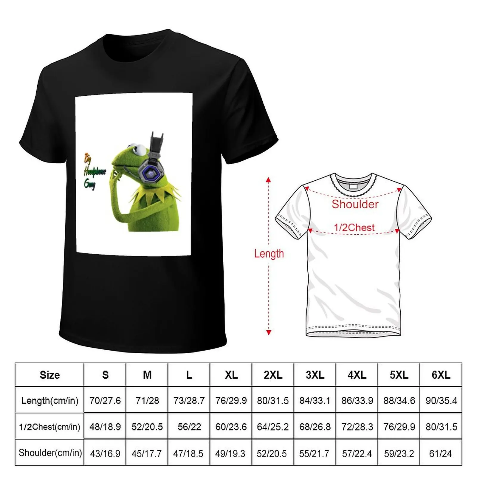 Big Headphone Gang Kermit T-Shirt Plus Size Gym Sports T-Shirt