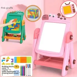 Children's double-sided drawing table, graffiti drawing board, dual-use baby, Russian building blocks, large drawing board toy