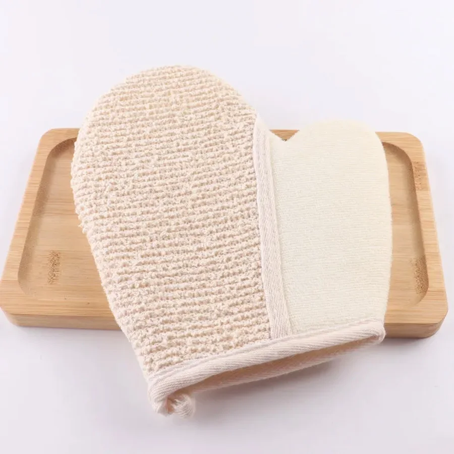 Premium Double-Sided Bathing Mitt - Rough Exfoliator & Gentle Terry Cloth – with Bamboo Draining Dish - Eco-friendly Skin Care view 2