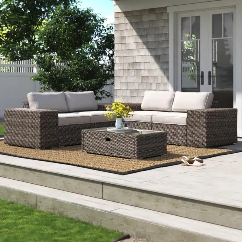 8-Pc Fully Assembled Rattan Patio Sectional Set w/Cushions for Outdoor Comfort and Style