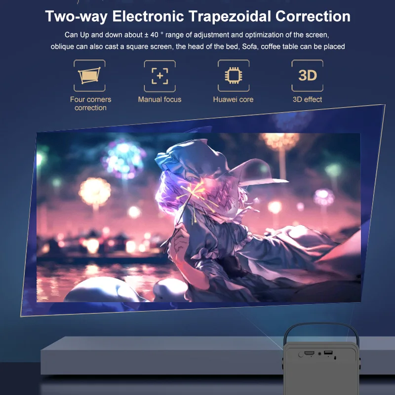 Draagbare T2mini Android-projector Home Theater Elektrische focus HD Draadloos 5G Mobiel Hetzelfde scherm WIFI Bluetooth Smart-projector