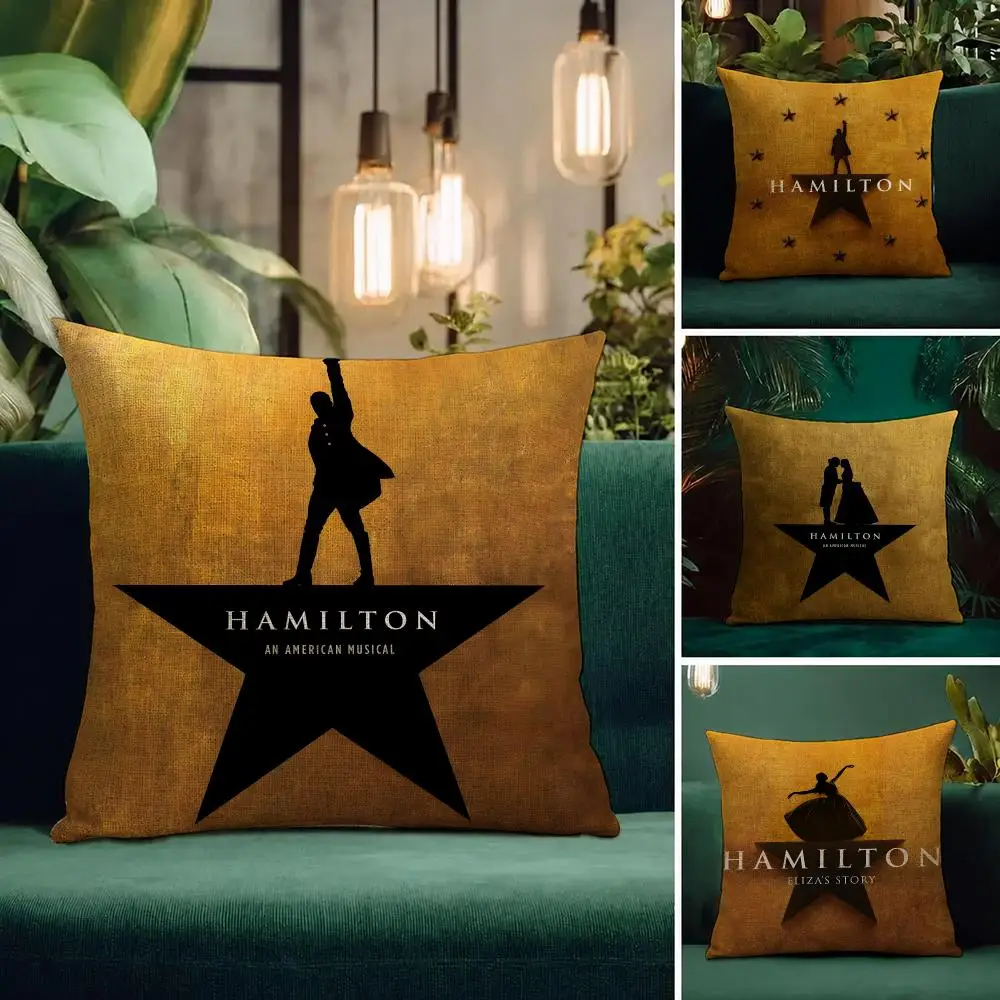 Musical Hamilton Cushion Cover Natural Linen Pillowcase Set All-in-One Decor Cushion Cover for Sofa Bedroom Chair