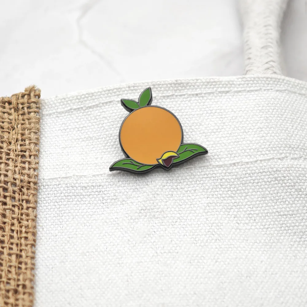 Retro-Brosche mit orangefarbenem Vogel, Sammlerstück, Emaille-Anstecker, Florida-Zitrus-Maskottchen, Metallabzeichen, niedliche Frucht-Reversnadeln, Kawaii-Schmuck, Geschenk – Detail 7