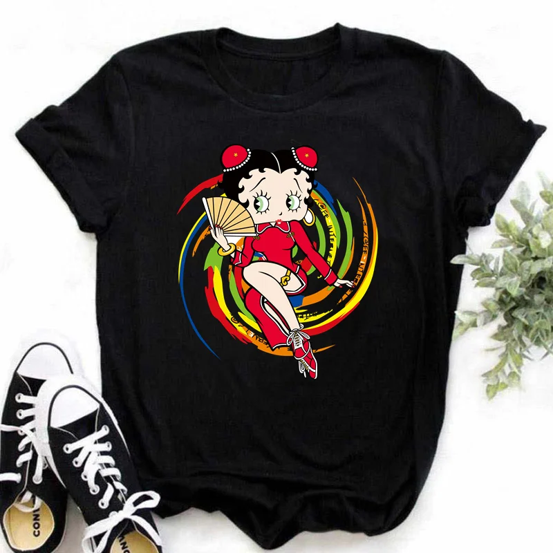 Disney Betties T-shirt Women\'s Retro Fashionable Short Sleeved T-shirt Y2k Clothing Women Y2K Casual Sweetshirts Female Tops Tee