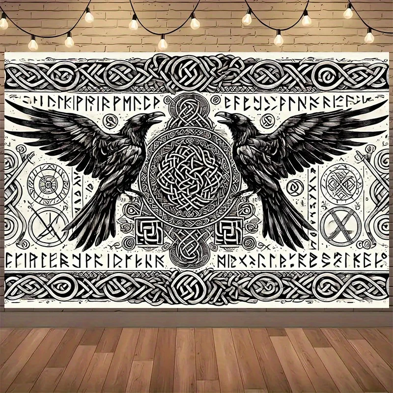 1pc Celtic Knot & Divine Bird Tapestry - Multi-Functional Polyester Backdrop for Living Room Bedroom Office Home Decor Flat
