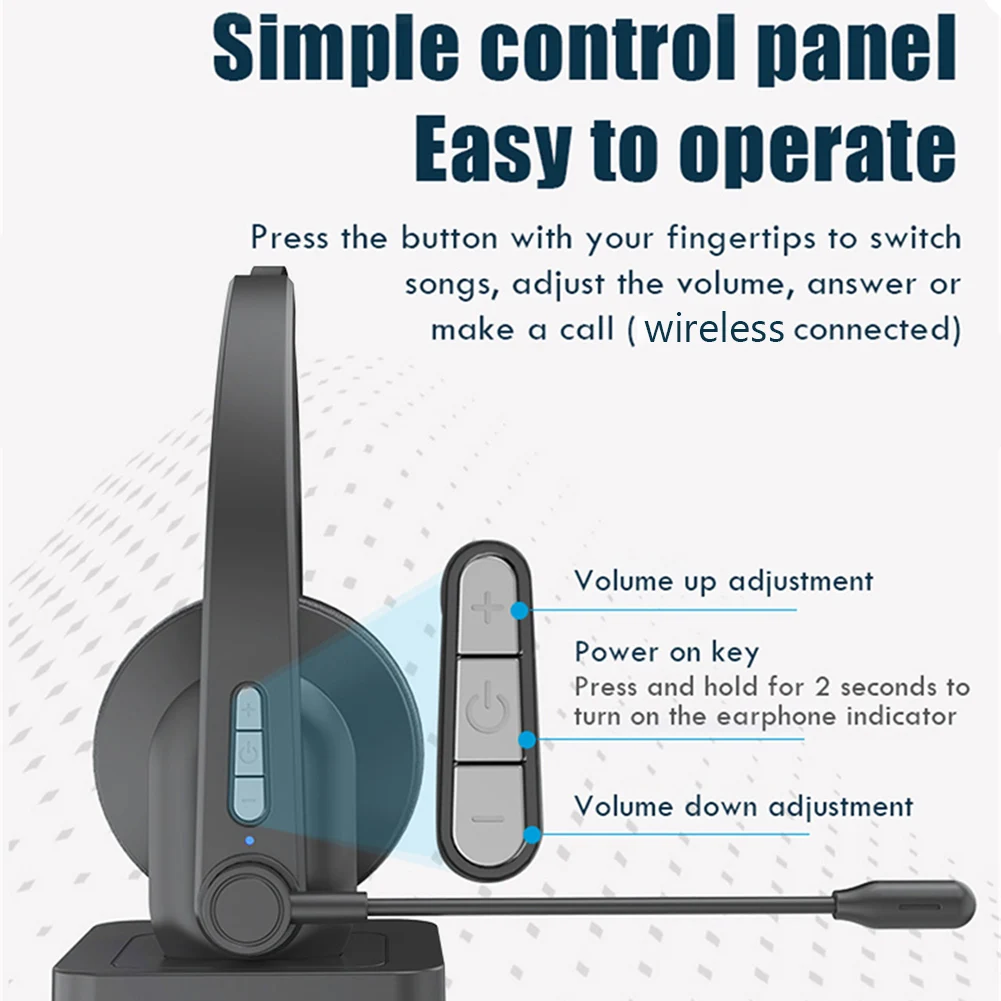 

OY631 Wireless Headset Noise Canceling Bluetooth-compatible Headphones with Mic for Customer Service Use