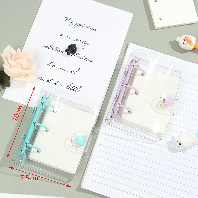 Transparent 3 Ring Mini Loose-leaf Notebook Student Portable Hand Book Ring Binder Kawaii School Supplies Stationery