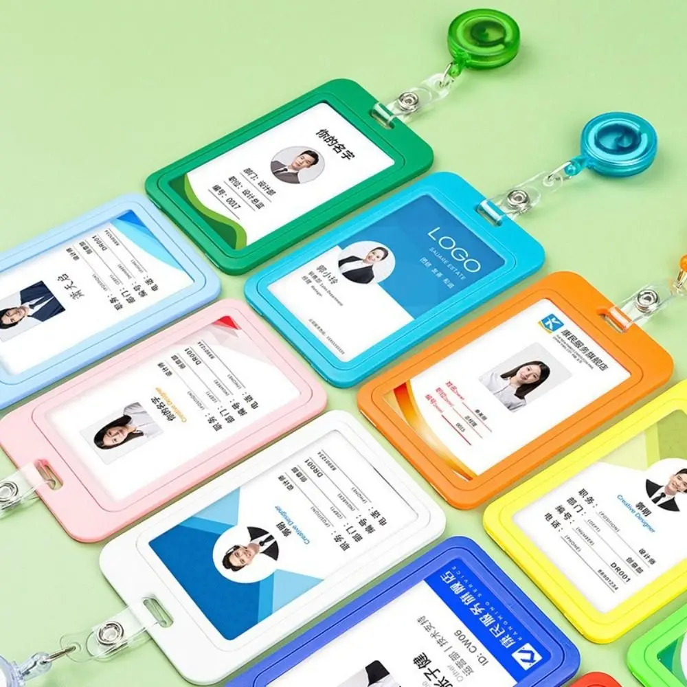Copri carte retrattile in plastica Porta carte di credito aziendale multicolore solido Porta badge Porta biglietti da visita