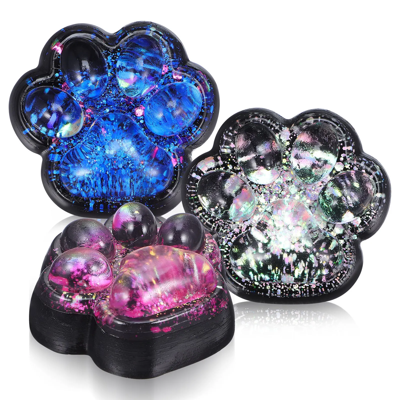 3 pçs gato preto mole bonito pata squeeze alívio do estresse sensorial fidget para crianças adultos mesa de escritório festa diversão pequeno novidade presente