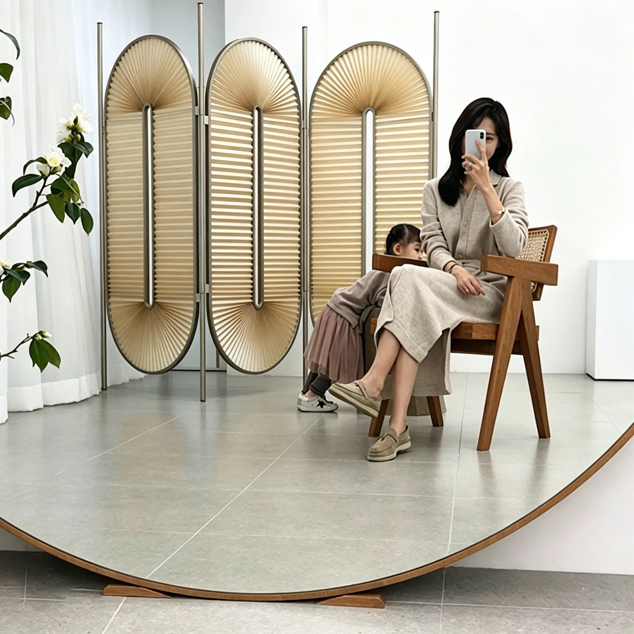 Folding screen light luxury high sense living room door mobile partition