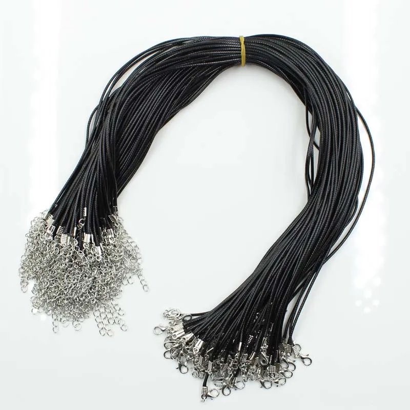 20Pcs 1.5mm 45cm length Leather Cord Necklace With Clasp Adjustable Braided Rope for Jewelry Making Bracelet DIY Necklace