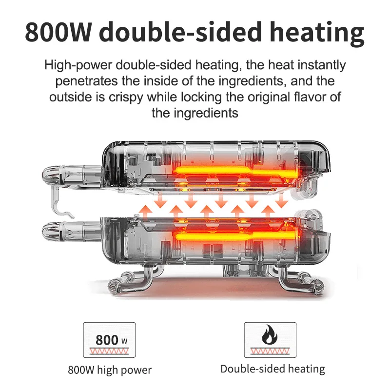 Máquina eléctrica para hacer gofres para perritos calientes, sartén para desayuno, parrilla para hornear, electrodomésticos de cocina, 800W