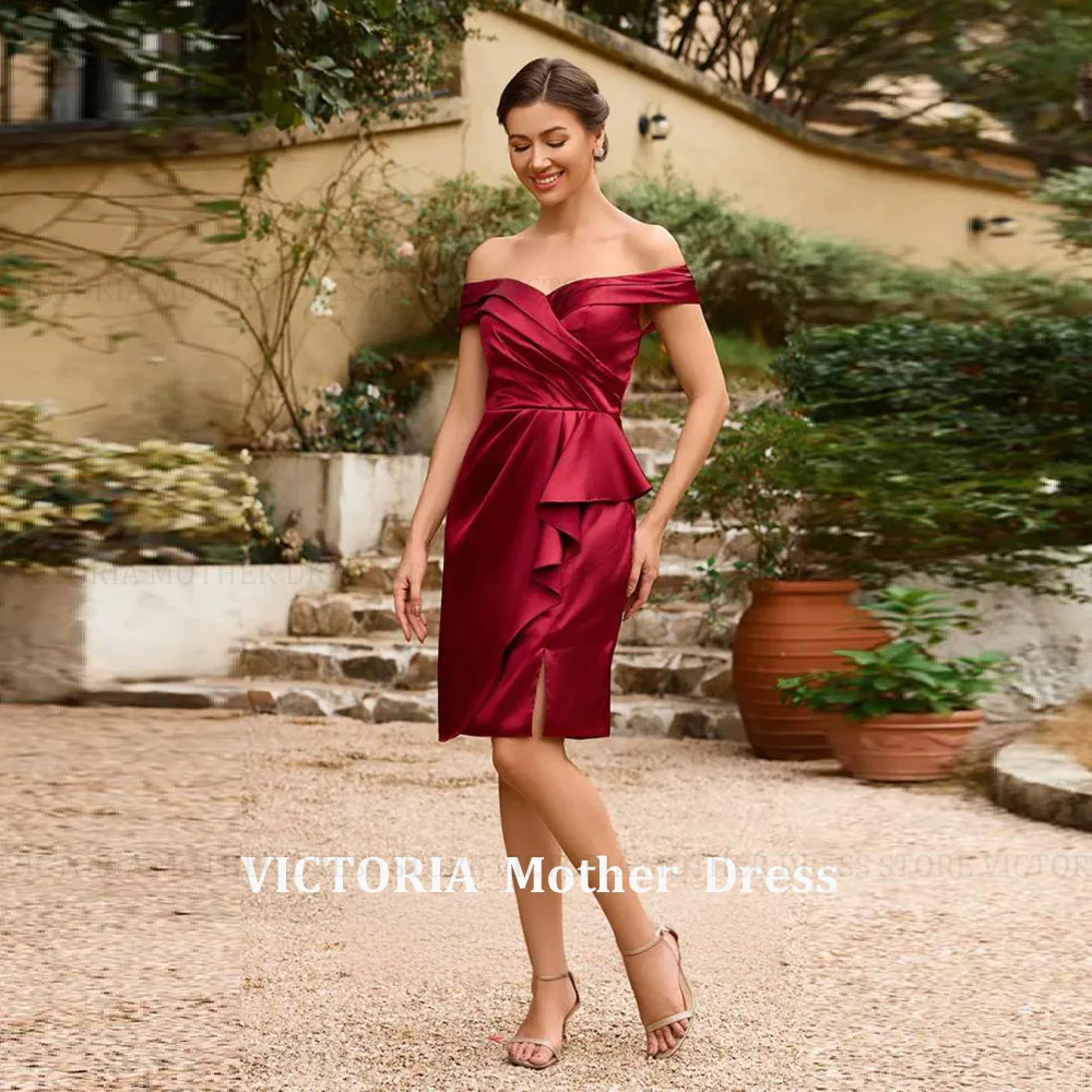 

VICTORIA Customized Modern Mother of the Bride Dress 2026 Sheath Satin Pleated Ruffles Formal Wedding Guest Gowns Evening Dress