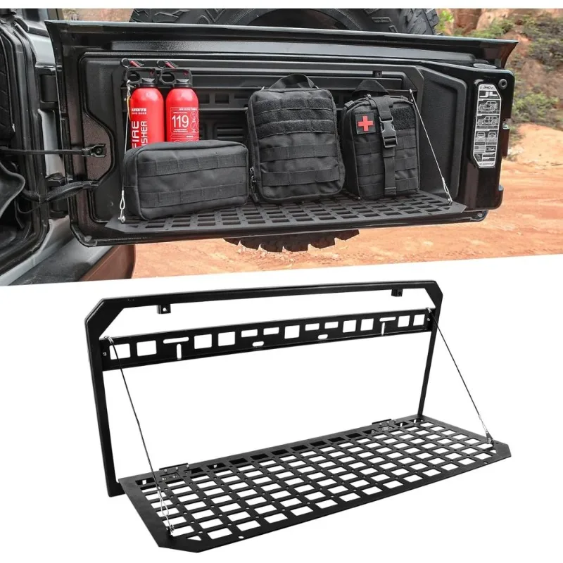 

Foldable Tailgate Table Rear Cargo Shelf Molle Panel Compatible With Jeep Wrangler JK JL 2007 - 2022 Steel Outdoor Organizer
