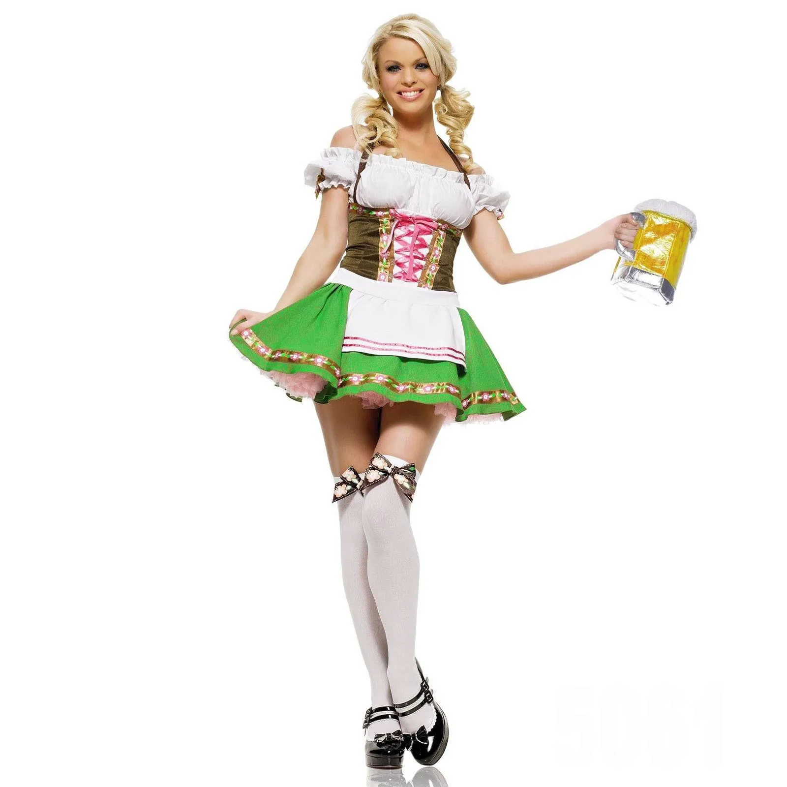 

Women Costume Dress Traditional German Beer Festival Lady Clothing High Waisted Lace Up Large Hem Dresses Sexy Cute Style