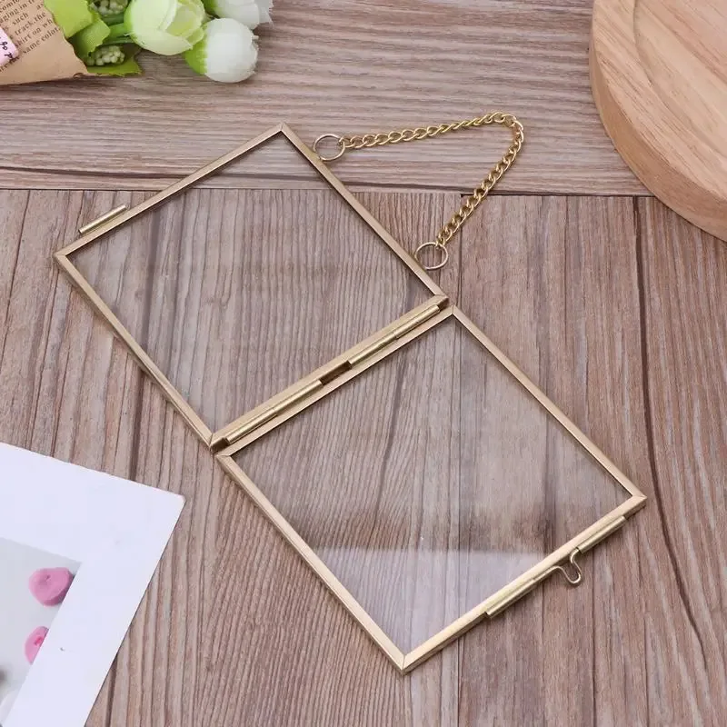 DIY kleiner Fotorahmen für Pflanzenexemplare, Bilderhalter mit transparentem Glas und Metallrahmen, wandmontierte Fotodisplay.