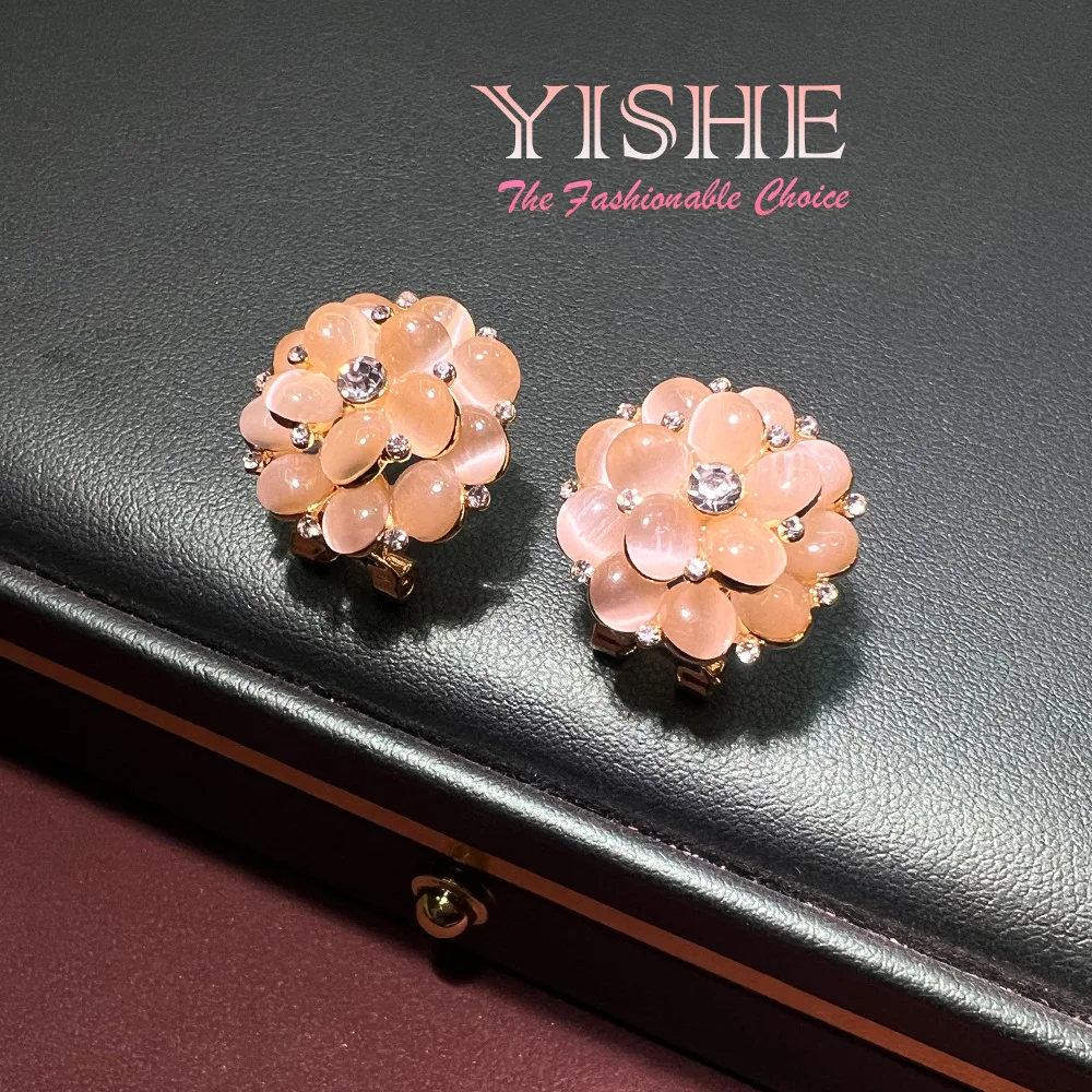 French 18K natural pearl oil painting water drop earrings, natural opal summer high-end niche exquisite stud earrings