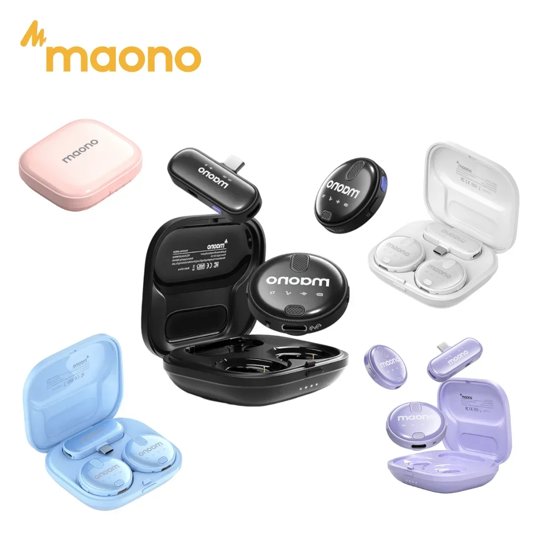 New MAONO WM620 USB C Lapel Mic Purple Zero Latency Real-time Monitor Noise Reduction TikTok Youtube Live Stream Vlogging Interv