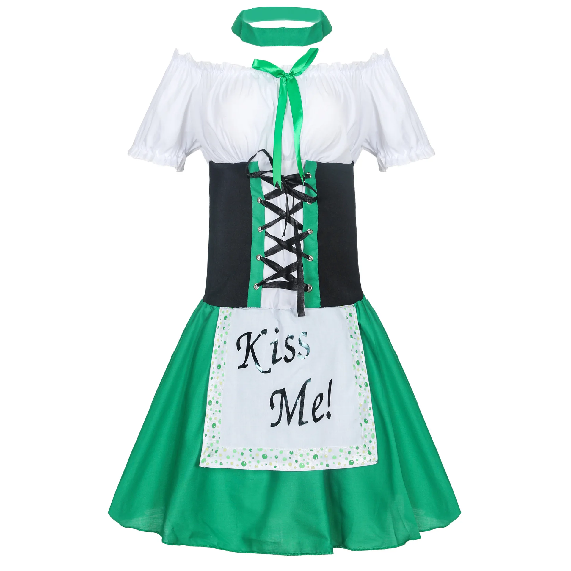 

St. Patrick's Da Women Oktoberfest Costume Irish Green Maid Stage Outfit Sexy Beer Girl Uniform Halloween Cosplay Fancy Dress