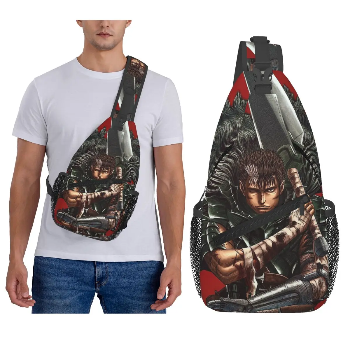 

Japan Anime Berserk Chest Bag Men Sling Crossbody Backpack Chest Bag Travel Hiking Daypack Shoulder Bag