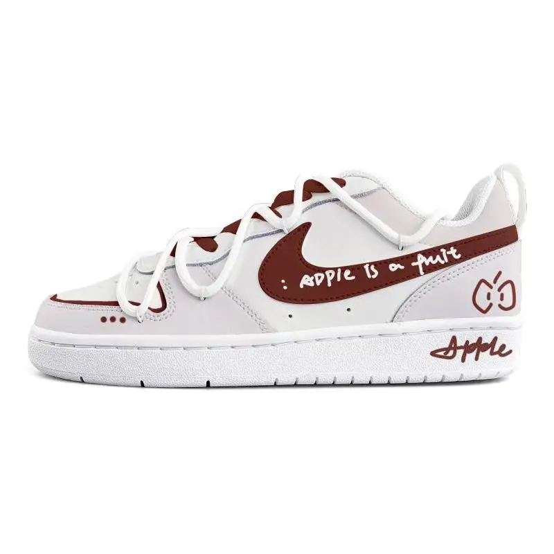 

[Custom An apple]Nike Court Borough Skateboard Shoes Women's Low-Top Red