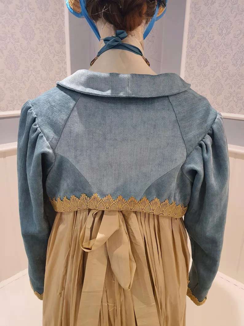 سترة ريجنسي سبنسر للسيدات من العصور الوسطى الفيكتورية جين أوستن بخصر عالٍ معطف قصير لحفلات الشاي