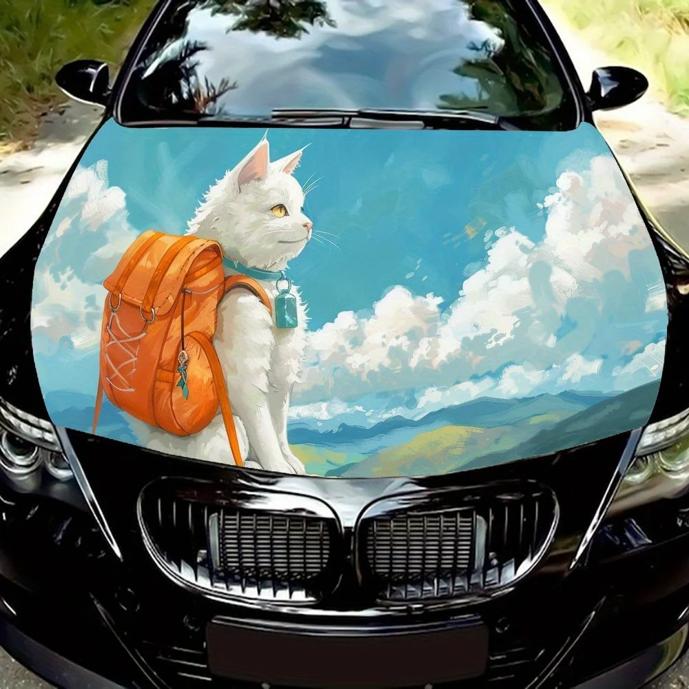 

Backpack Kitten Print car hood stickers, waterproof self-adhesive, scratch resistant, easy to stick, durable car PVC stickers, c