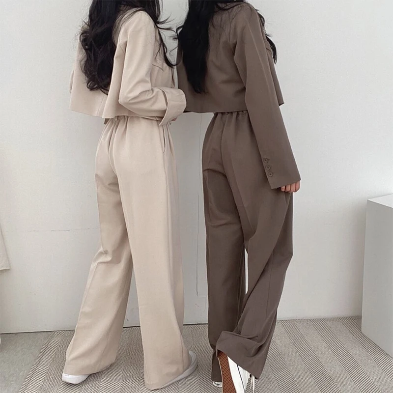 2024 Spring New Office Lady Elegant Crop Blazer Women Notched Collar Single Breasted Suit Jacket Simple All-match Loose Outwear