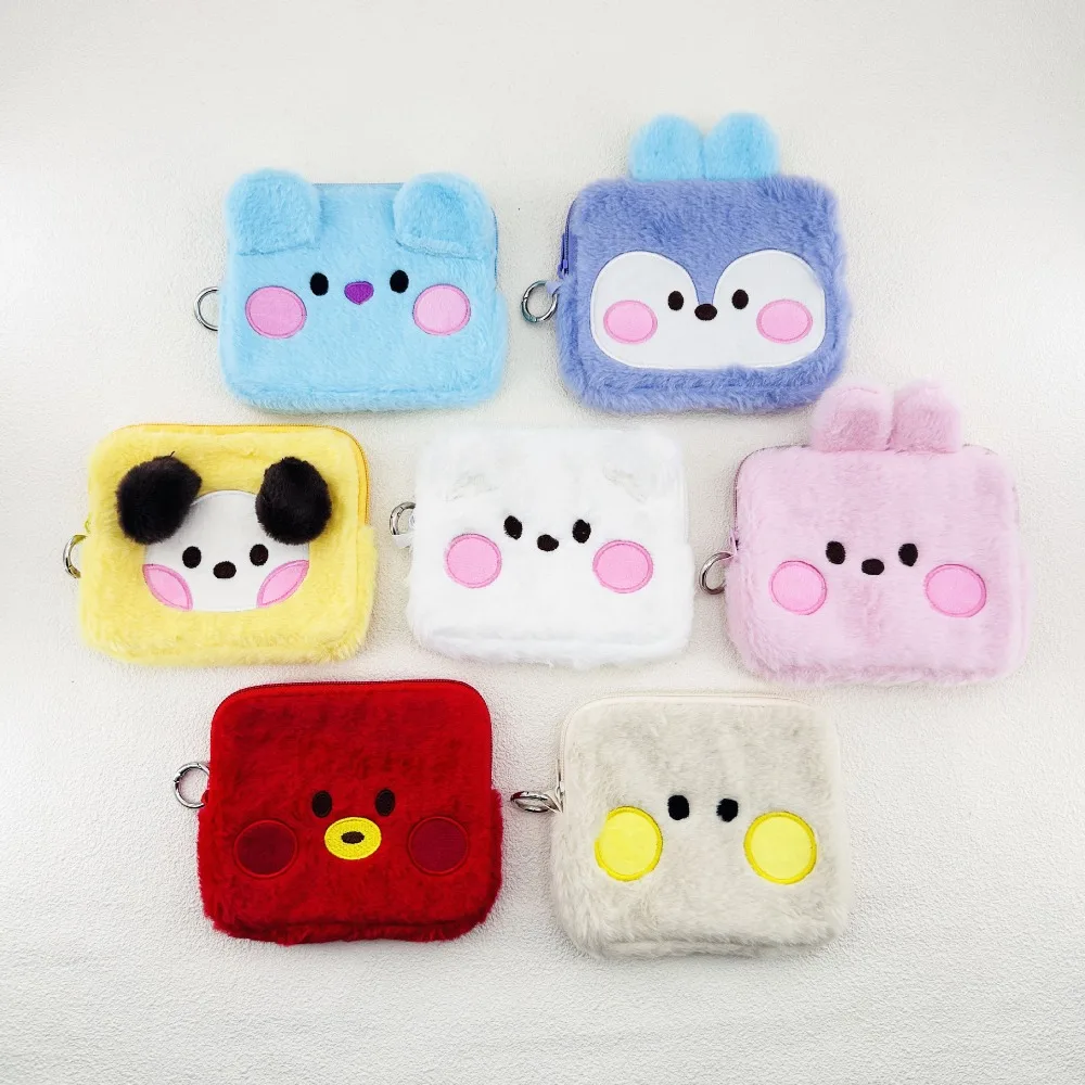 Bolsa de Almacenamiento Kawaii BT21, Bolsa de Maquillaje, Estuche de Lápices con Dibujos Animados, Bolso de Mano, CHIMMY COOKY KOYA TATA, Regalo de Anime, Juguetes