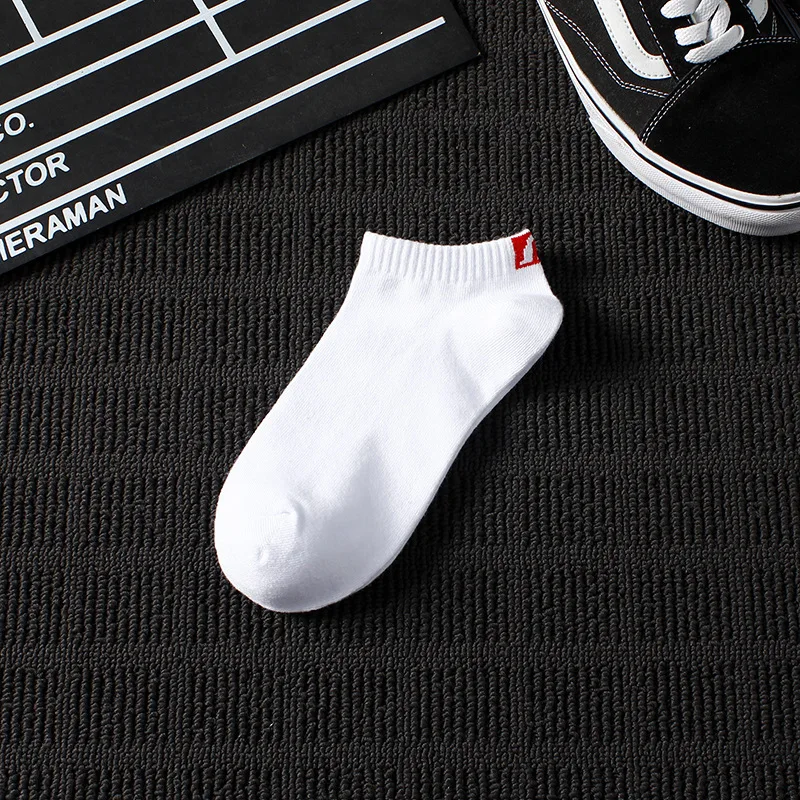 5 Pairs Summer Thin Men Sports Breathable White Black Boat Socks Ins Fashion Sweat-absorbing Ankle Stripes Short Socks