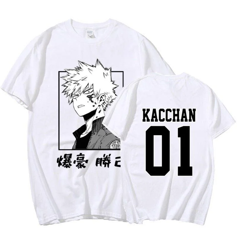 Cool Bakugou Katsuki Graphic Print T Shirt Men\'s Fashion Personality Round Neck Short Sleeve Streetwear Casual Anime Tees Top