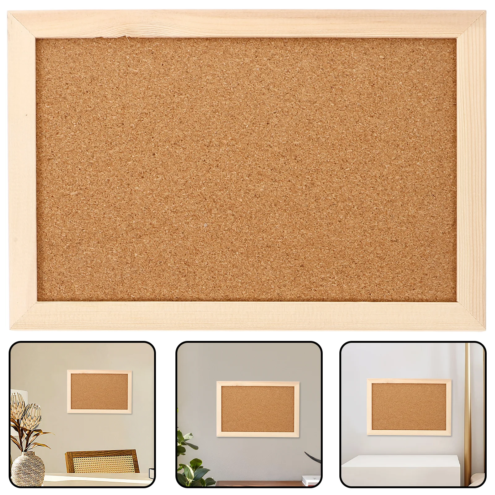 2Pcs Bulletin Board Natural Cork Surface Hanging Bulletin Boards for Office School Home Message Notice Display Board
