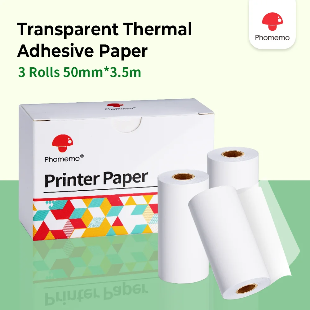 Phomemo Adhesive Thermal Sticker Paper,White/Transparent/Semi-Transparent Thermal Printer,for M02/M02 Pro/M02S/M03/M03AS/M04S